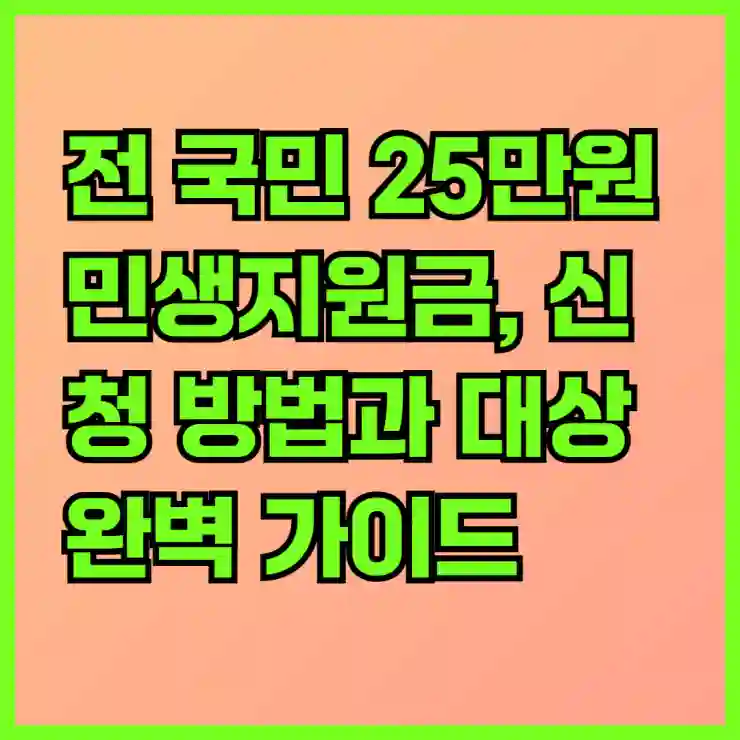 전 국민 25만원 민생지원금, 신청 방법과 대상 완벽 가이드