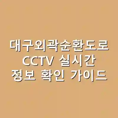 대구외곽순환도로 CCTV 실시간 정보 확인 가이드