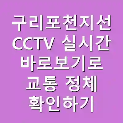 구리포천지선 CCTV 실시간 바로보기로 교통 정체 확인하기