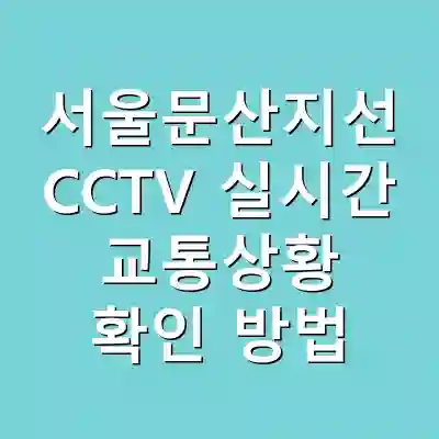 서울문산지선 CCTV 실시간 교통상황 확인 방법