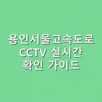 용인서울고속도로 CCTV 실시간 확인 가이드