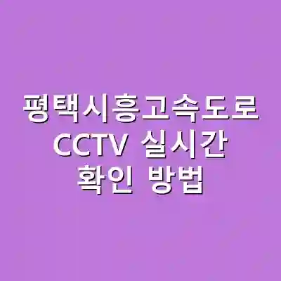 평택시흥고속도로 CCTV 실시간 확인 방법