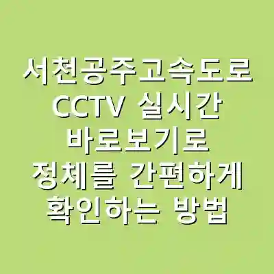 서천공주고속도로 CCTV 실시간 바로보기로 정체를 간편하게 확인하는 방법